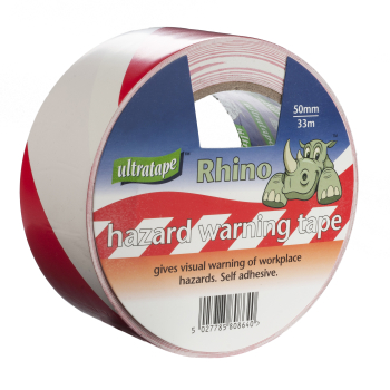 PVC Adhesive Hazard Tape Red/White 50mm x 33m