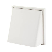 Cowled Wall Vent Self Closing 150mm Round Spigot White